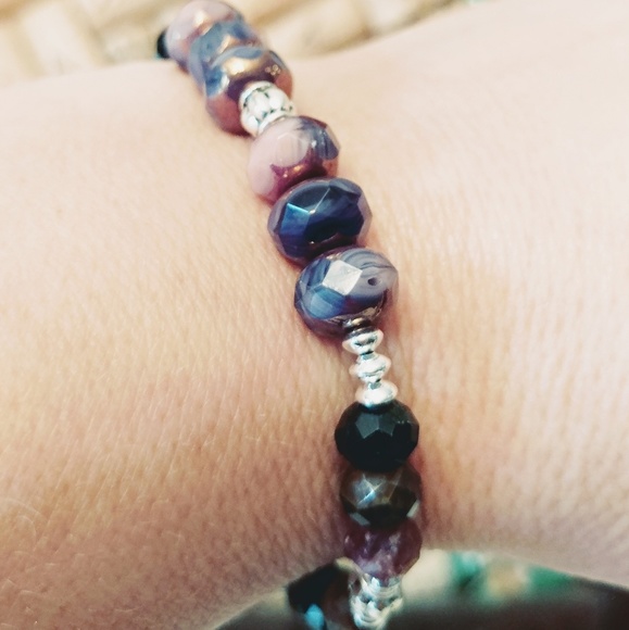 🚫SOLD🚫🆕💜 Tourmaline, Silver & Glass 💜🆕 - Picture 3 of 4